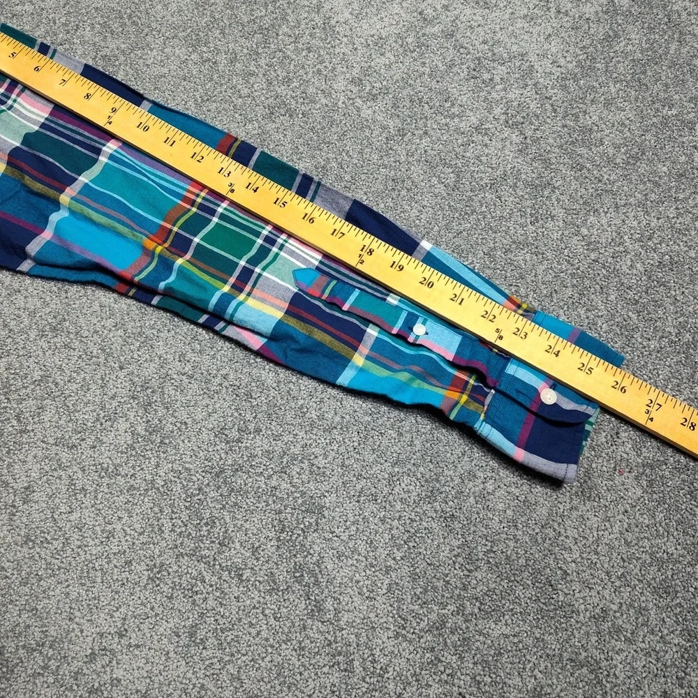 J Crew Button Down Shirt Mens M Slim Fit Summer Plaid Blue Multi 44917 Excellent